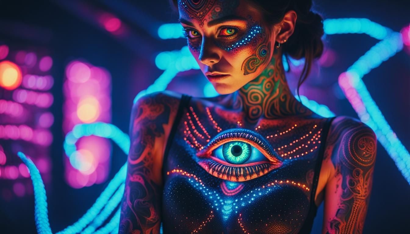 Dystopian Alien Bride with Glowing Tattoos