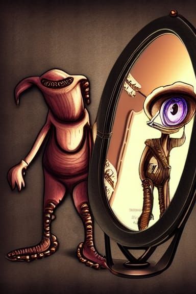 monsters in the mirror digital art steampunk