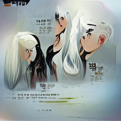 A girl with white hair and a girl with black hair concept ar...