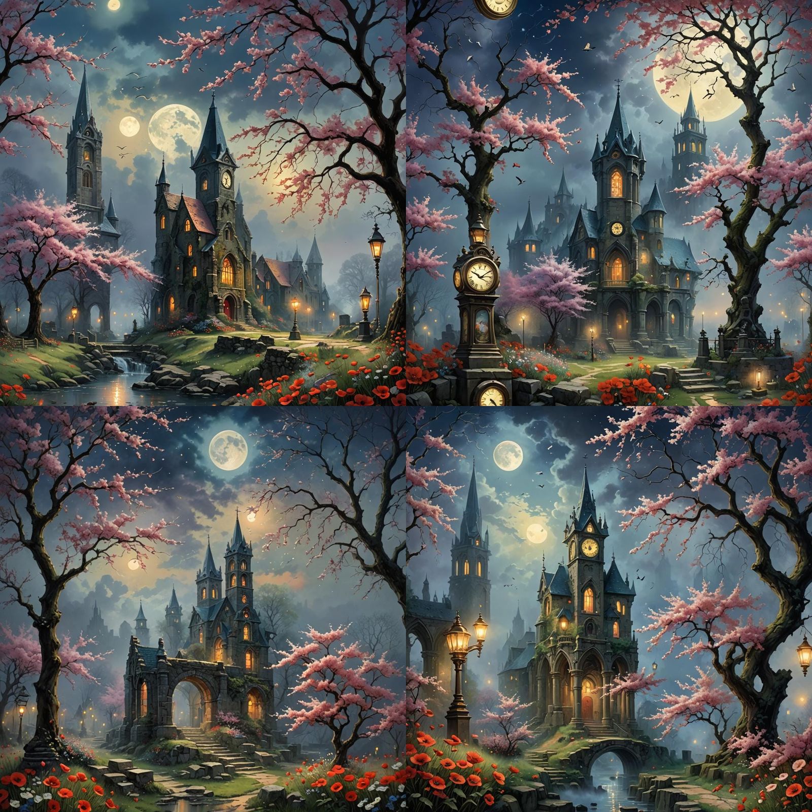 Ethereal Cherry Blossom Gothic Dreamscape