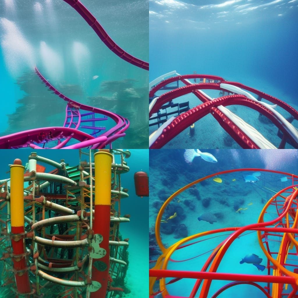 Roller coaster underwater AI Generated Artwork NightCafe Creator