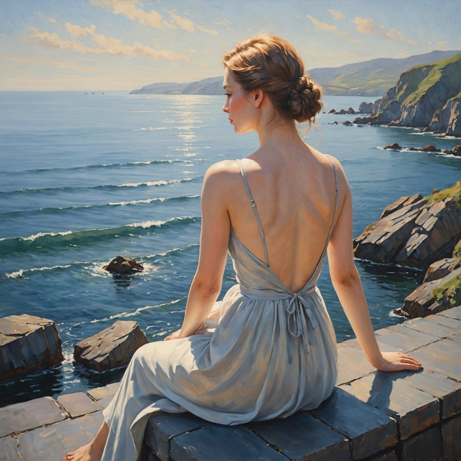 Back Beauty Oil Painting in Impressionistic Style