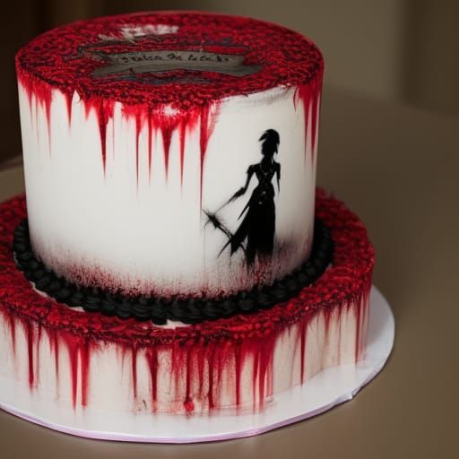 Gothic birthday cake with crimson icing