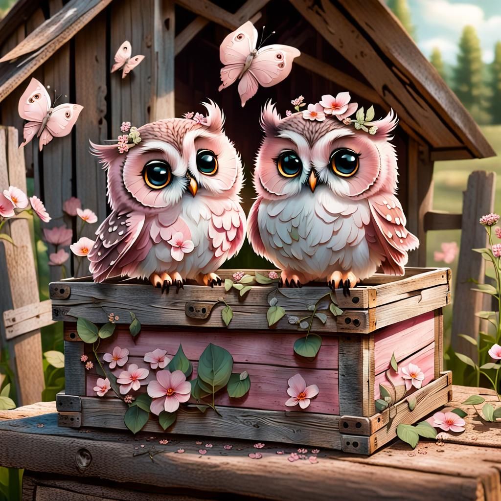 Chibi Owl Love  by @Chickadee