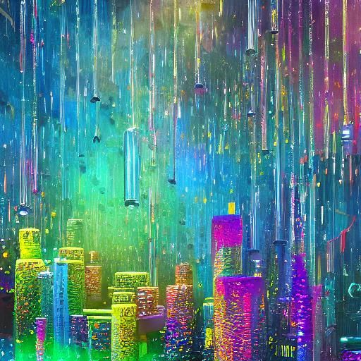Long chimes abstract painting dotted sparkles gilter shiney ...