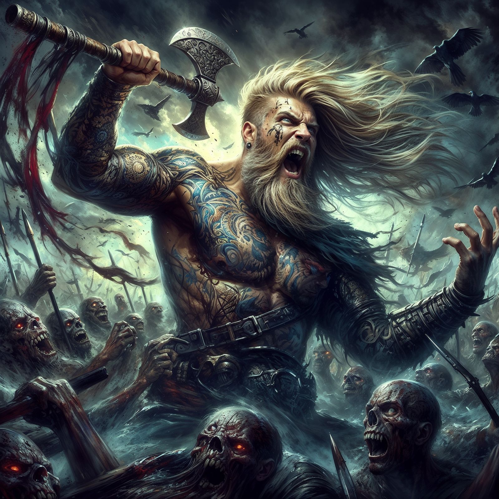 Battling the Undead Army of Helheim  by @Horror AU sec