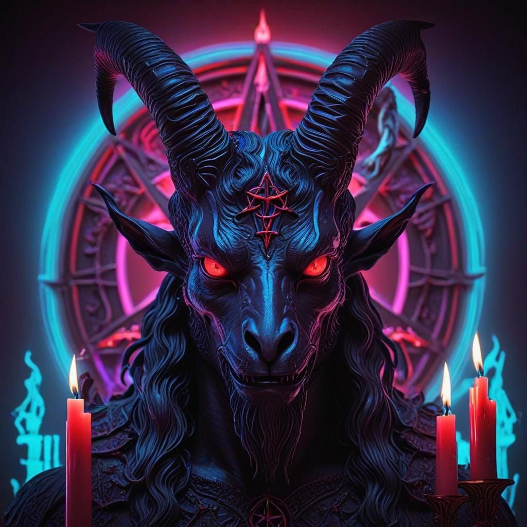 baphomet with red eyes