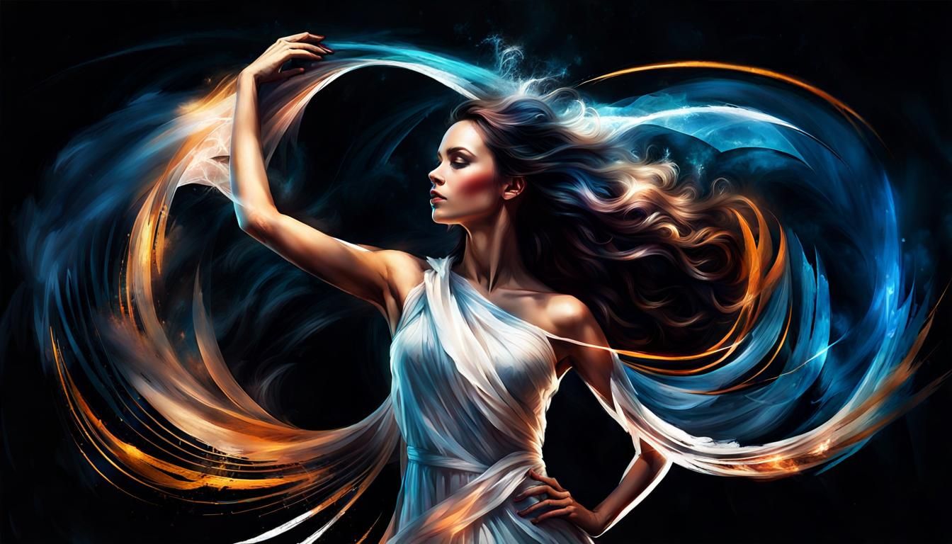 Mystic Angel with Cloud Wings in Digital Painting