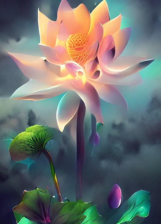 Glowing Lotus - Ai Generated Artwork - Nightcafe Creator