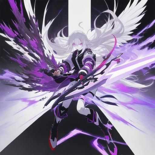 Anime girl with white skin, medium white hair wearing red, b...