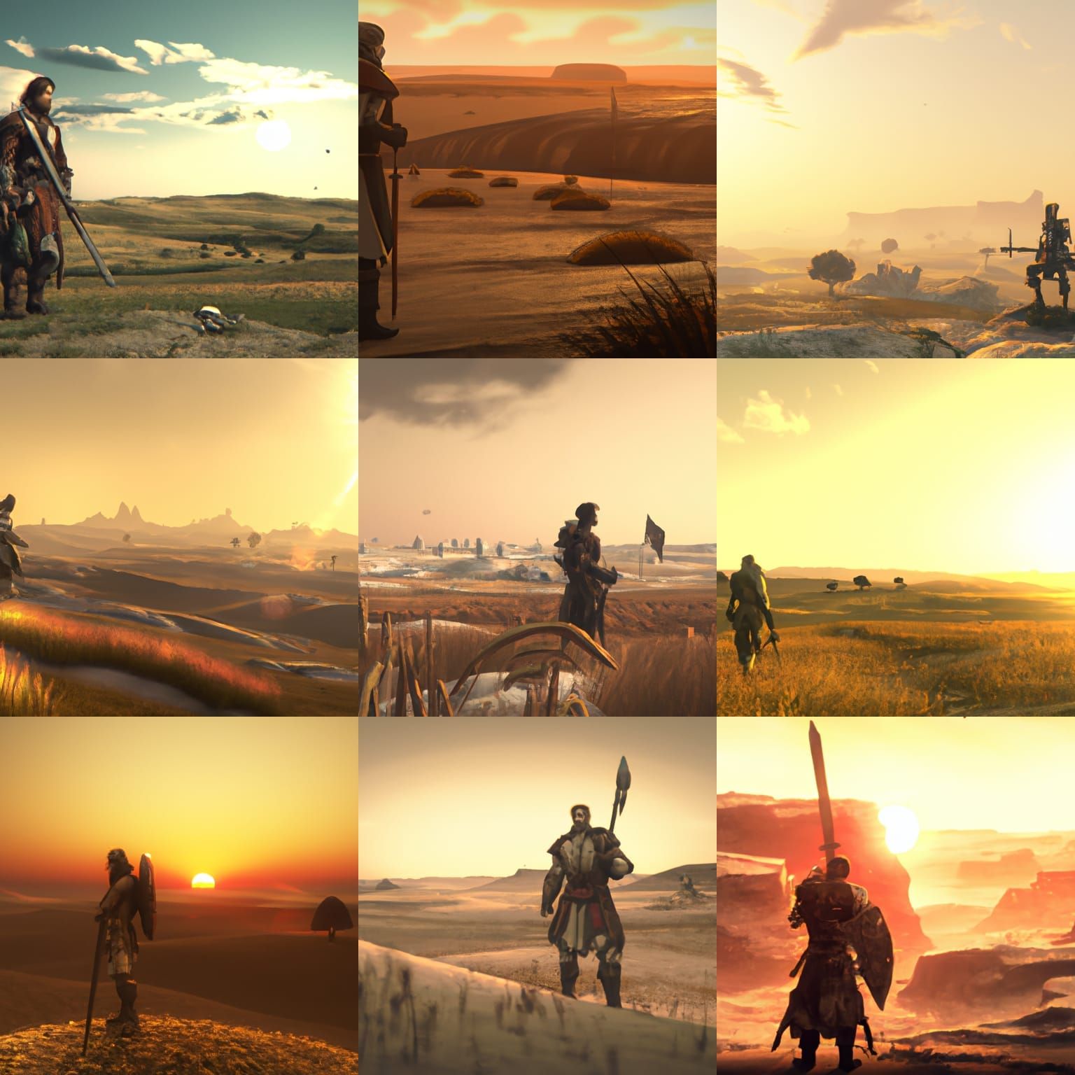 exhausted warrior last survivor on a vast battlefield Jim Burns