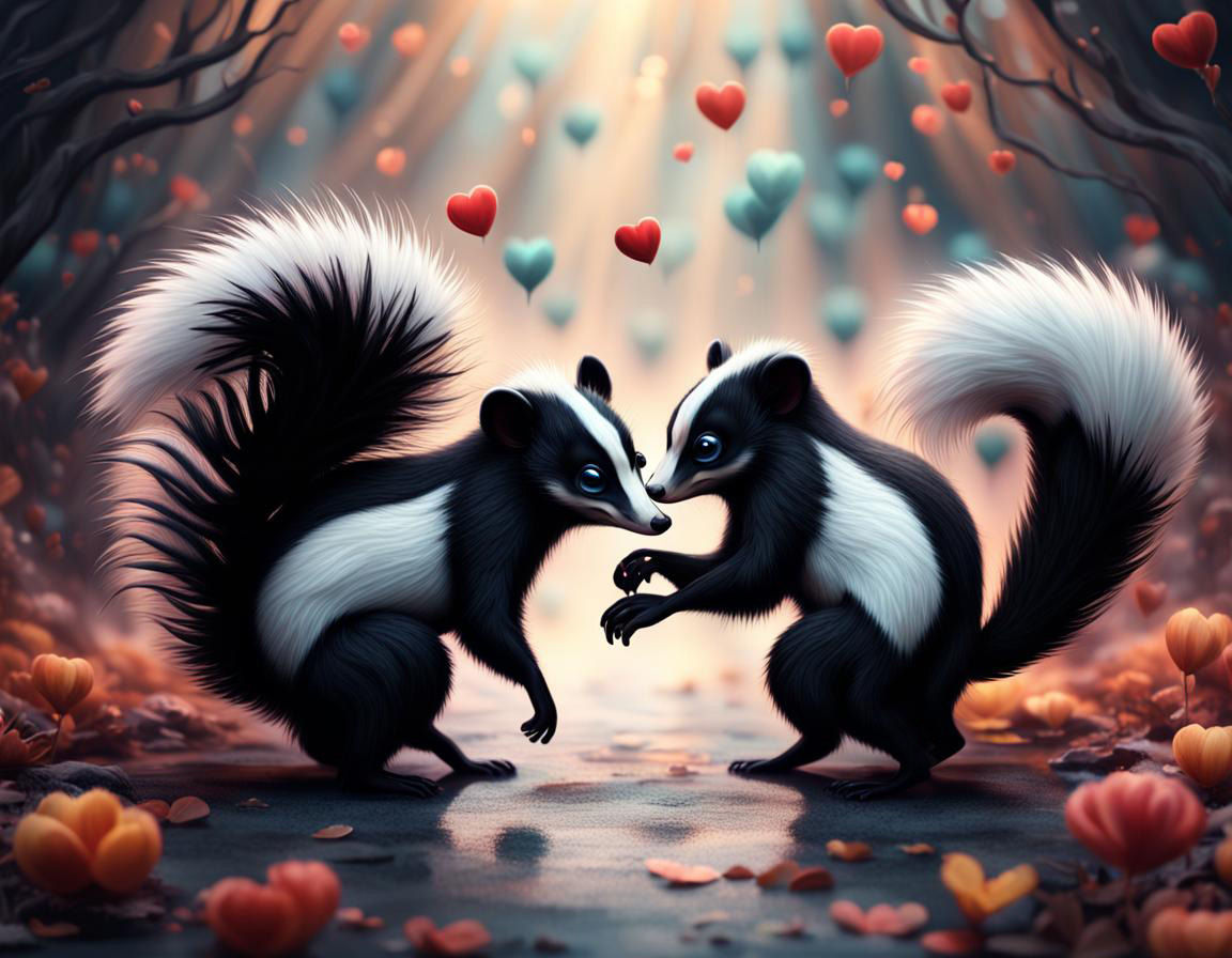 Loved up Skunks (2) ............... Tim Burton style