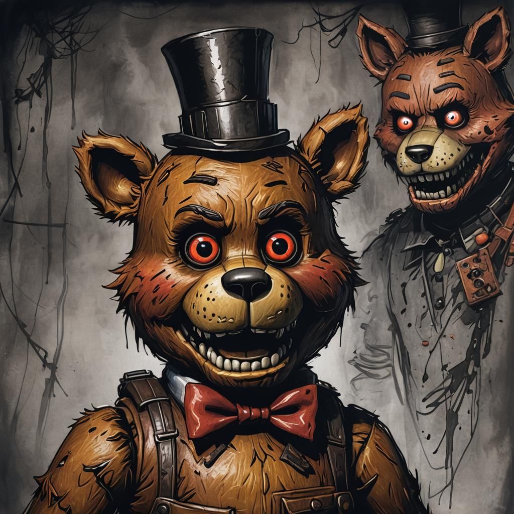 Detailed portrait of Freddy Fazbear and Foxy, from Five nights at ...