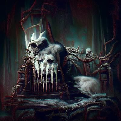 Sat upon his throne of bones, the dead king cries out, clasp...