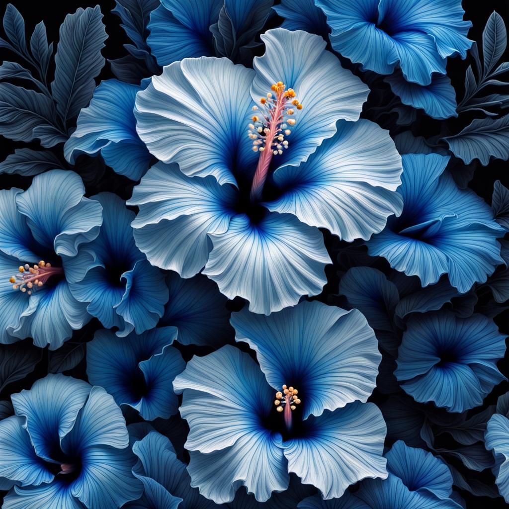 Blue Hibiscus - AI Generated Artwork - NightCafe Creator