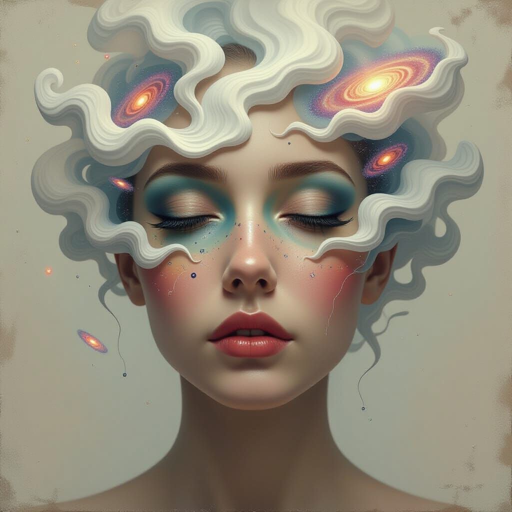 Surreal Self-Portrait of Mist and Galaxies