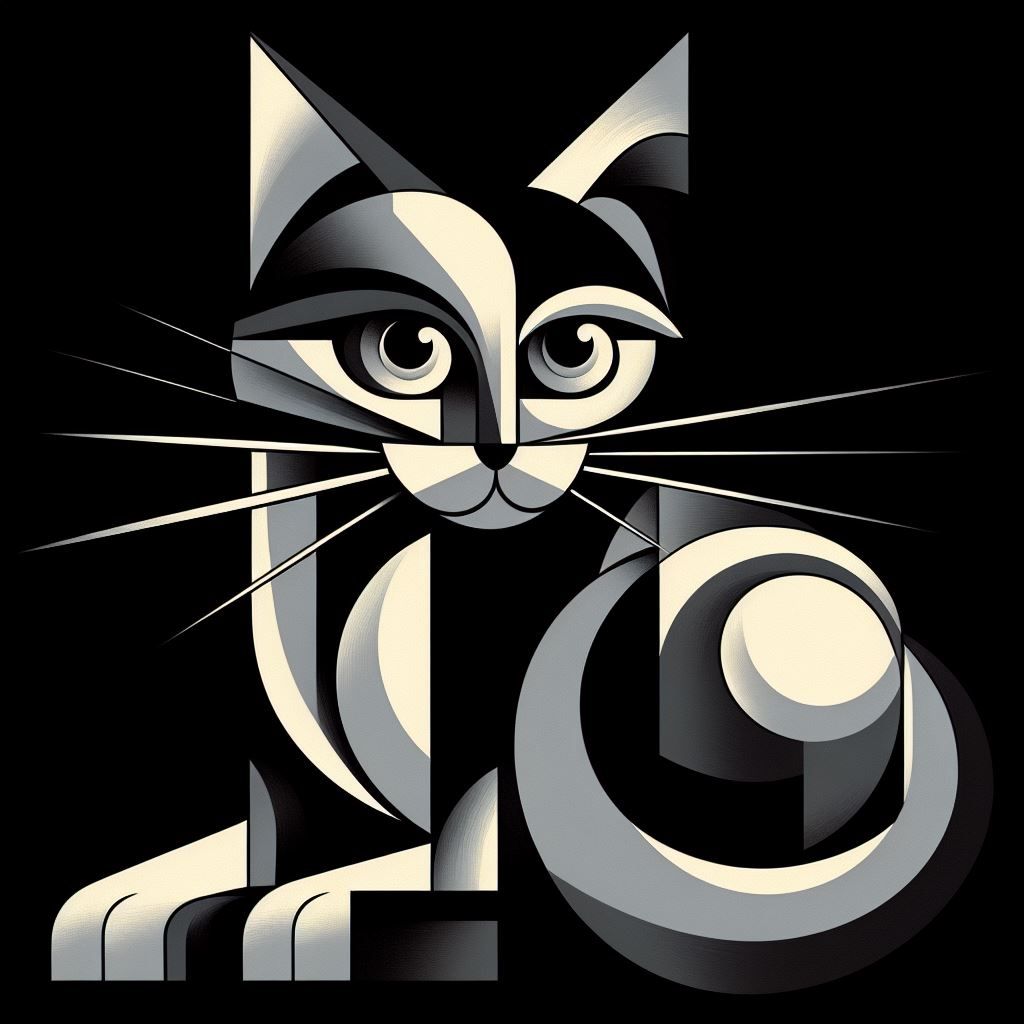Black and white cubism cat