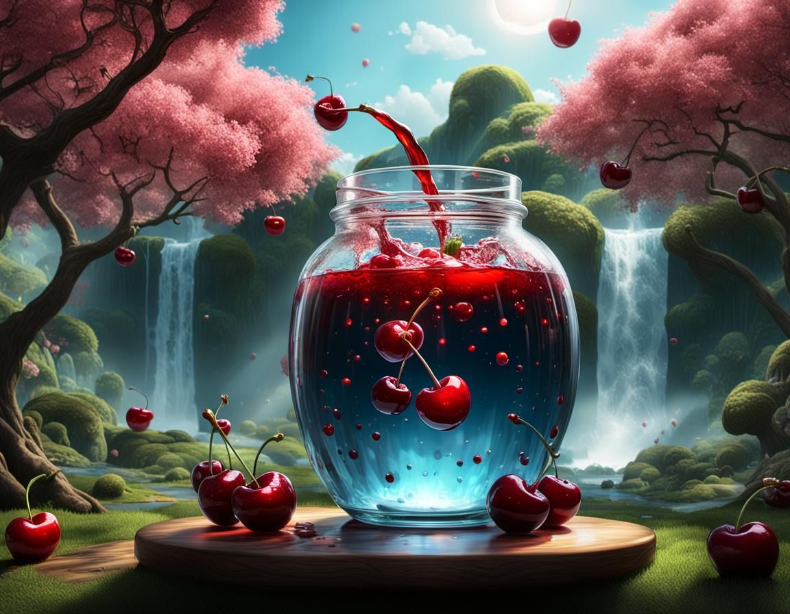 A huge glass cherry, in an enchanted garden #03