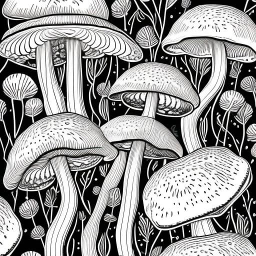 Color Me - Bendy Mushrooms - AI Generated Artwork - NightCafe Creator