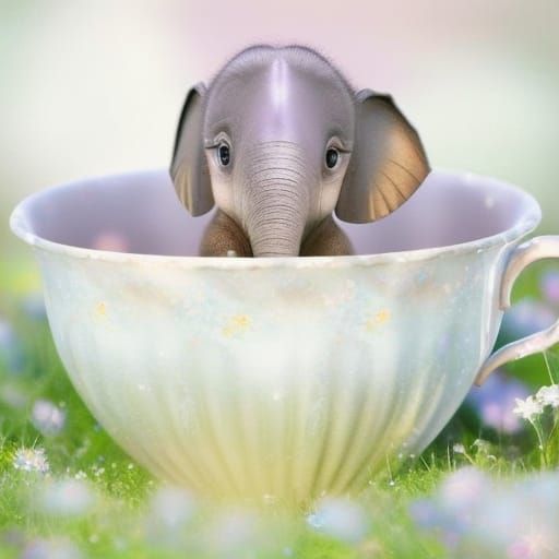 Elephant in a teacup AI Generated Artwork NightCafe Creator