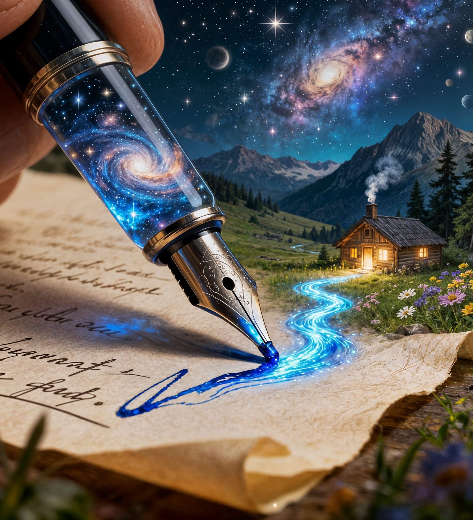 The Cosmic Flow of the Pen: The Miracle of the Galaxy Flowing on Paper  by @Richcruise Liu