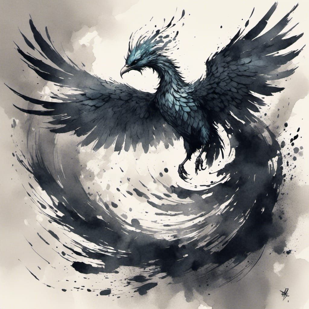 <lora:Ink Sketch:1.0>  A minimalistic phoenix, ink paint sketch, deviantart, sketchlab, intricate details, dynamic