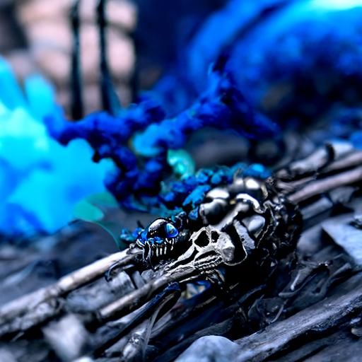 a death skeleton half black and half blue