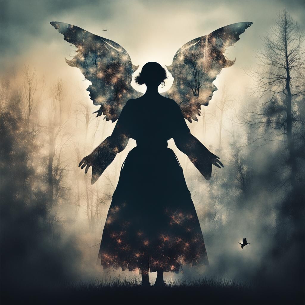 Angelic and Demonic Duality: Double Exposure Art