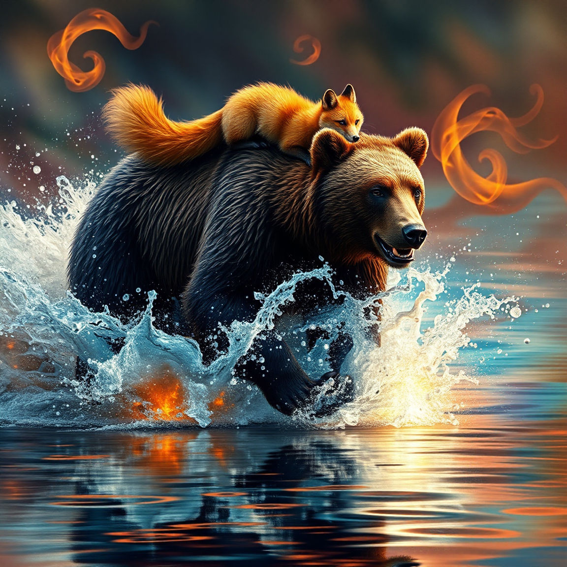 Fox Riding BearBack