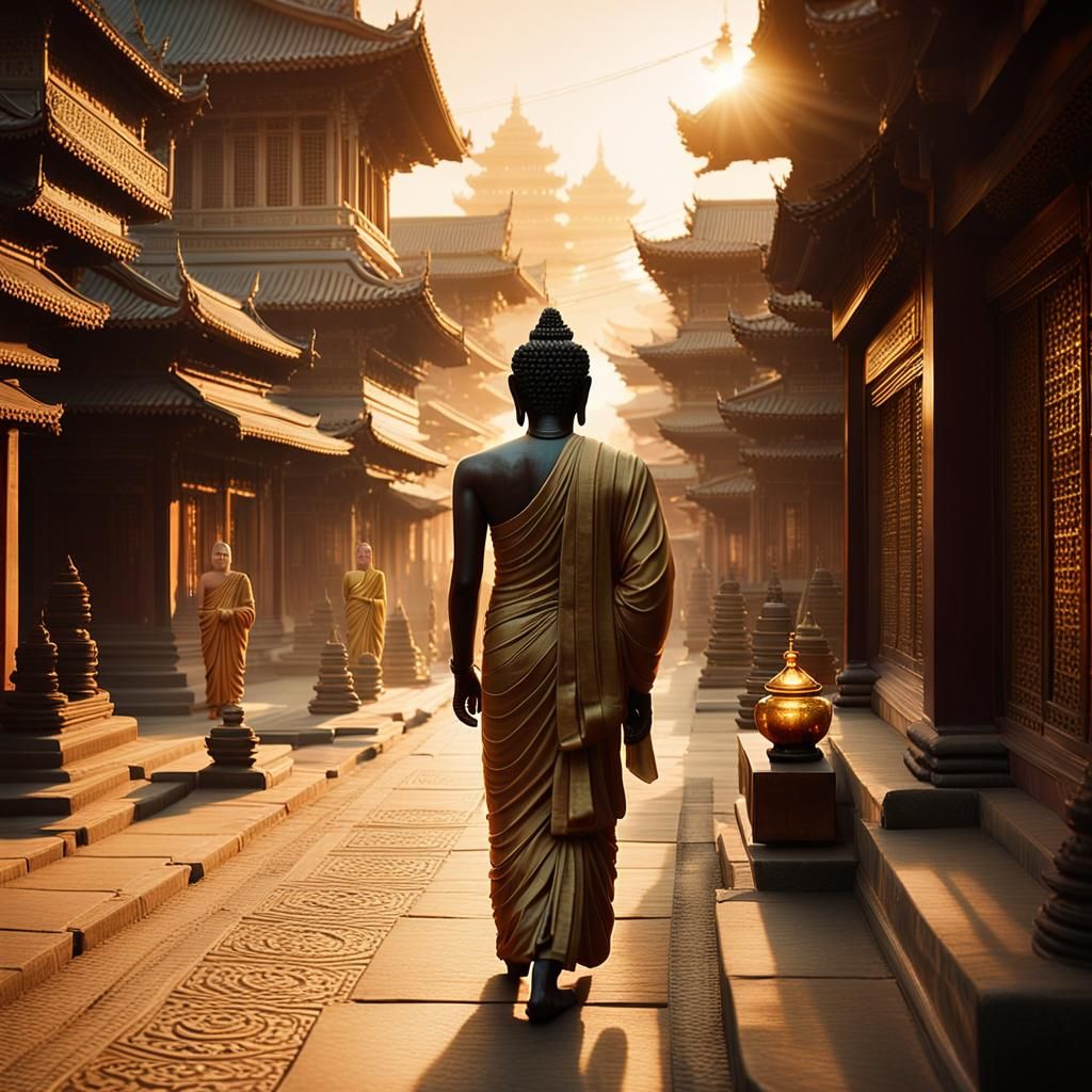 Buddha Begging in Savatthi: Cinematic Film Still