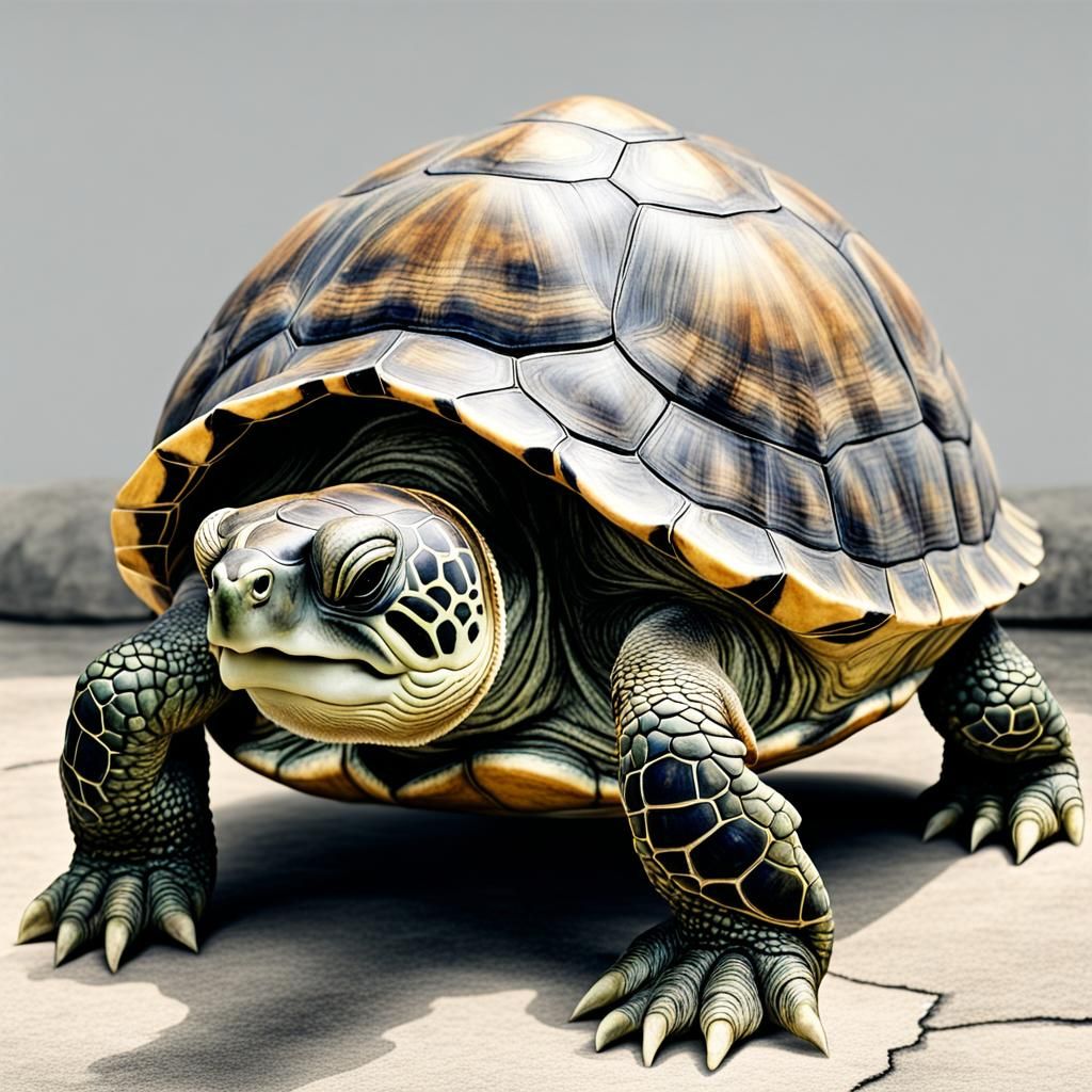 old turtle with large visible shell dressed as politician