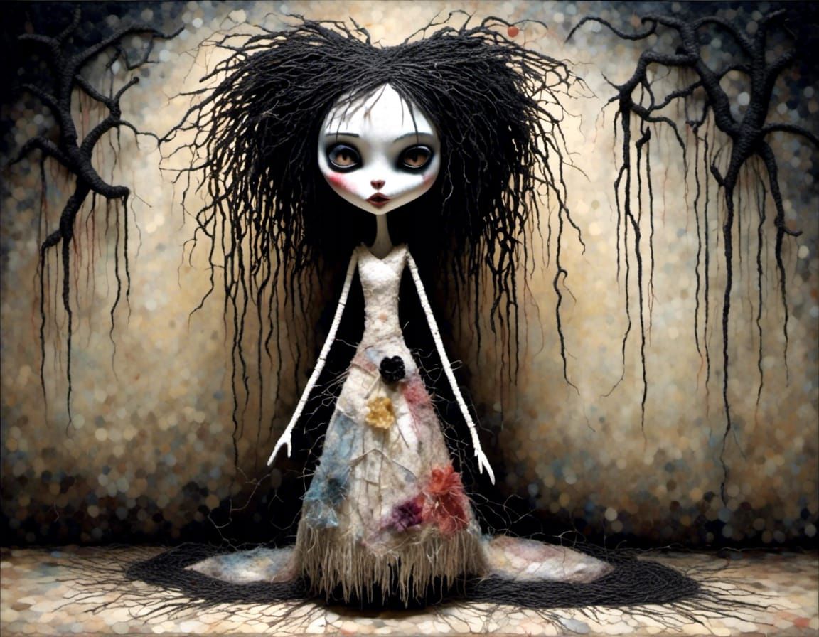 <lora:PR Twiggy Dolls:1.0> Mouth open, showing vampire fangs, sneering, Young Vampire bride wearing a flowing gown and black shoes: (cat-lik...