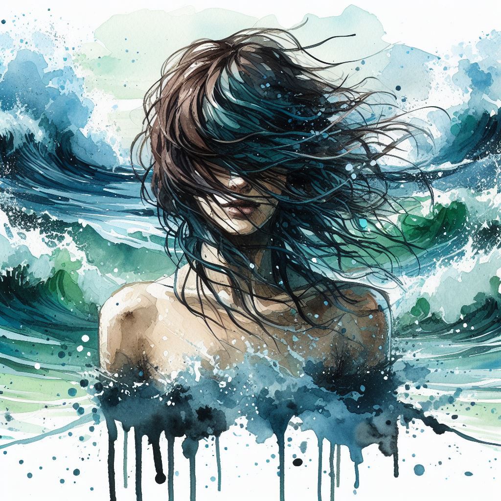 Wet hair on the wind