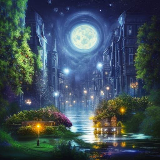 starry night alleyway  by @Mommy Wommy