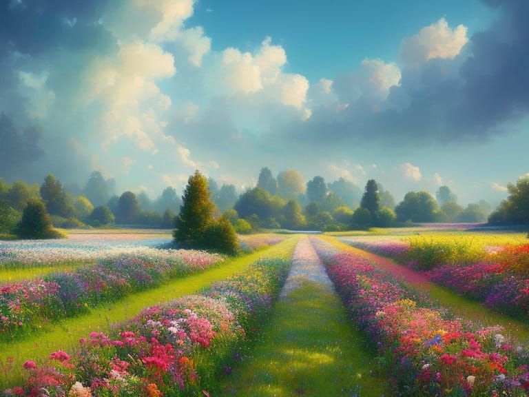Insanely detailed photograph of a Snowy Pastel Field in Half...