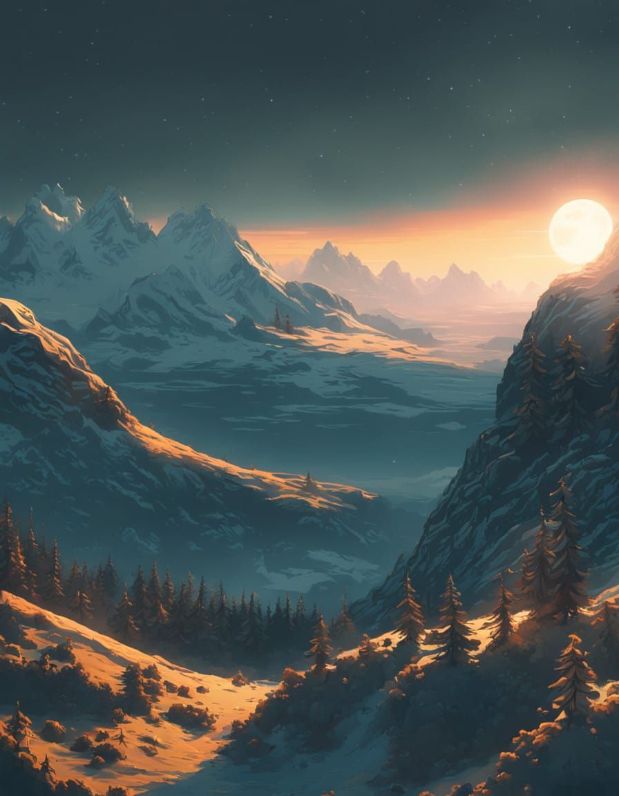 Cosmic Sunrise in Vibrant Guache