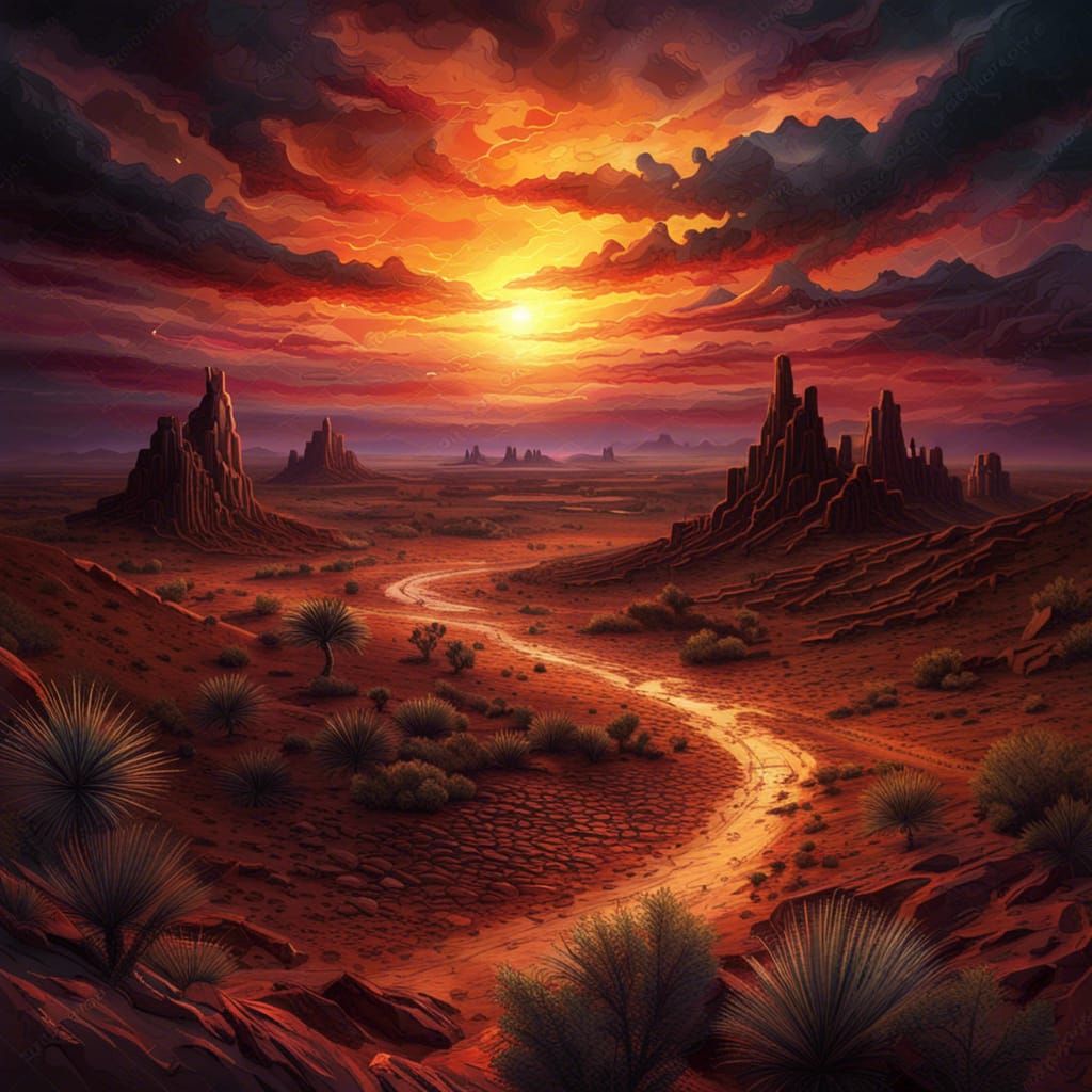 Sunset in the desert   by @LiveWires