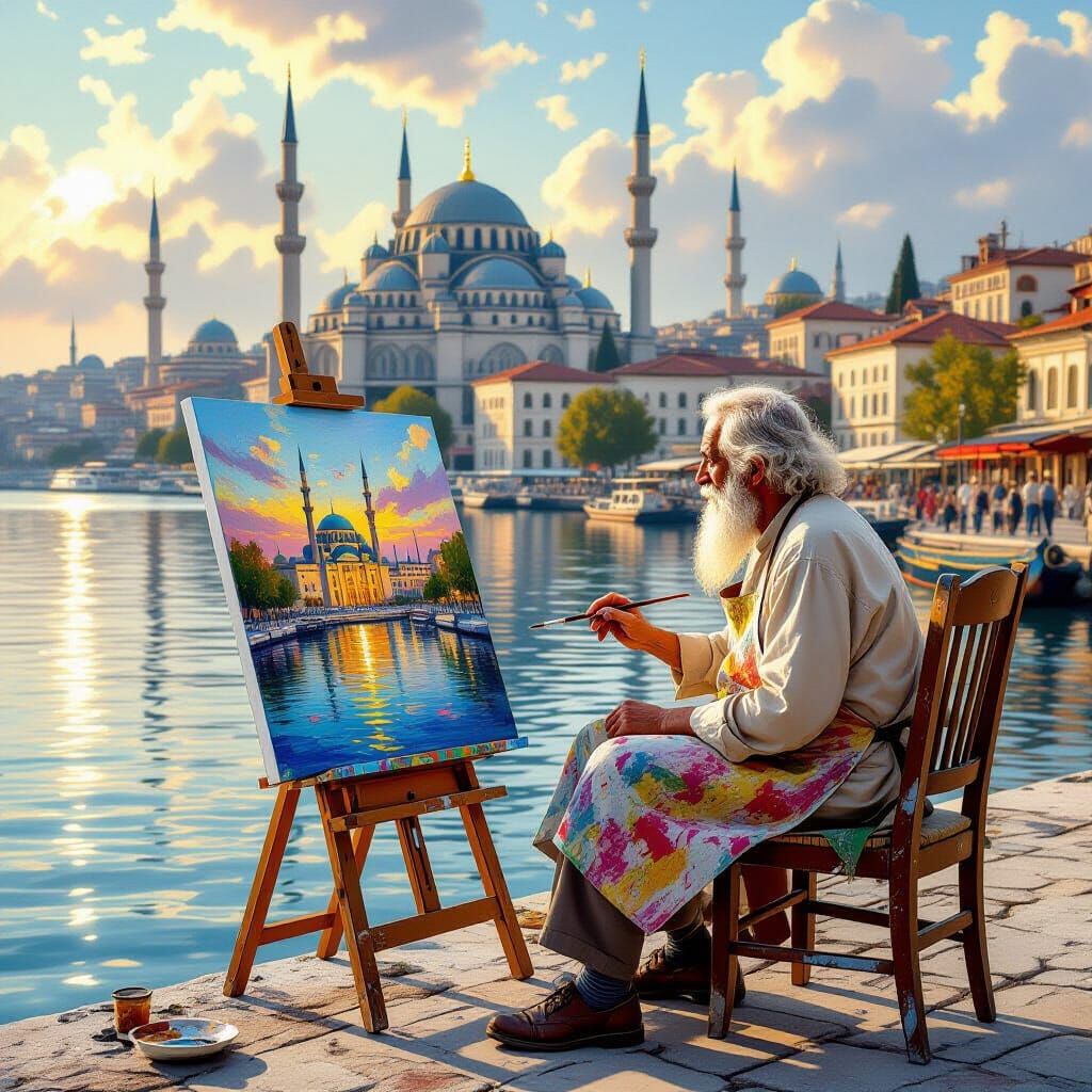 Cityscape Painting by Elderly Artist  by @Lady on Fire