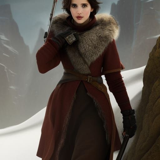 Felicity Jones as Medieval Archer in Tundra Landscape