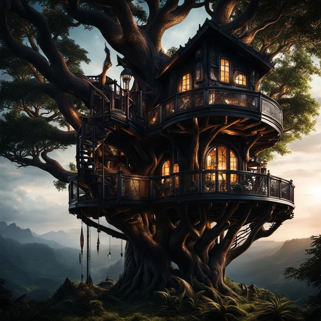 (Venom inspired treehouse 1:3), intricate details, HDR, beau...