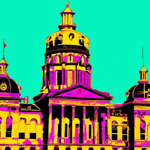 the state of iowa capitol in the style of andy warhol

