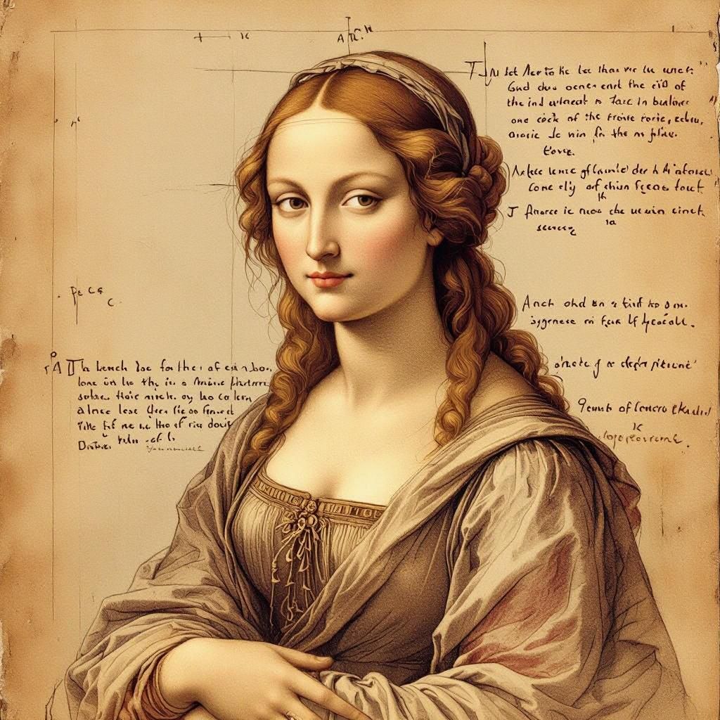 A beautiful woman created in the style of Leonardo Da Vinci