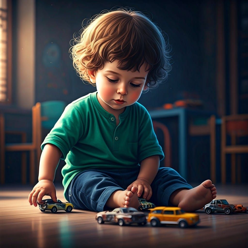 Three-Year-Old Ultra-Orthodox Boy at Play