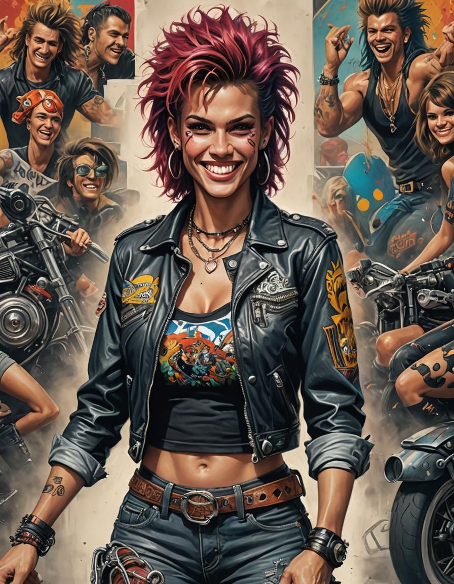 Hyperrealistic Hot Rod Punk Rocker Art