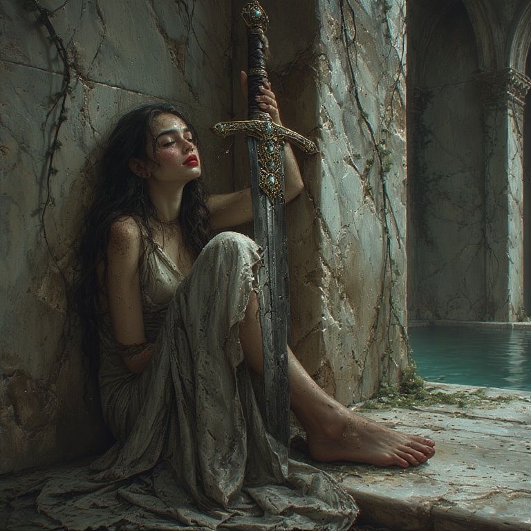 resting by her sword