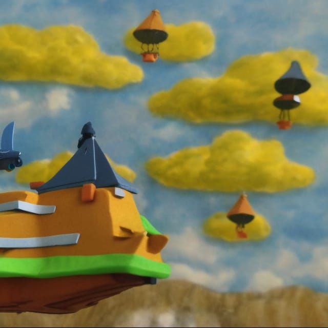 flying castle in the sky and flying boats, hyper-realistic