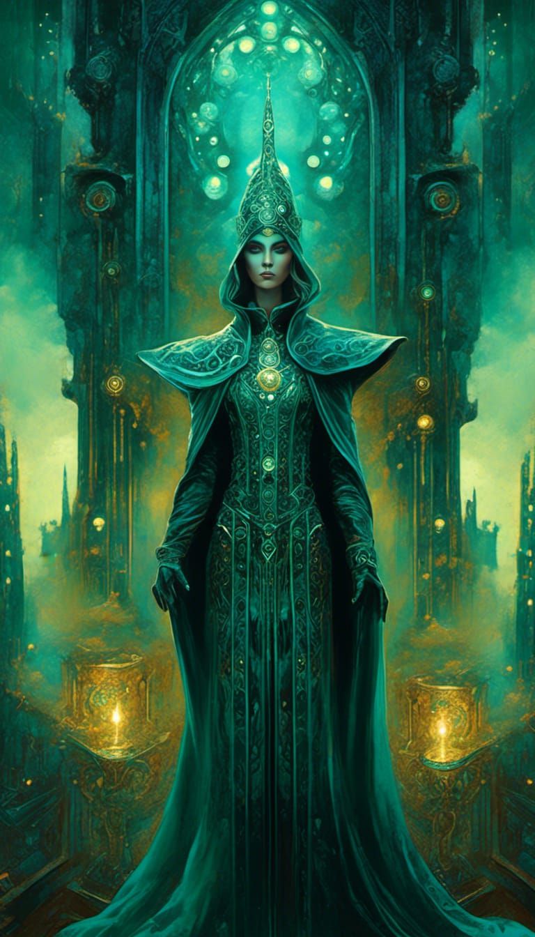 magical arcane :: ornate :: fantasy city; fantasy paranormal, symbolist, surreal digital painting <lora:DigiSoft by Chaonea:1.0> Character P...