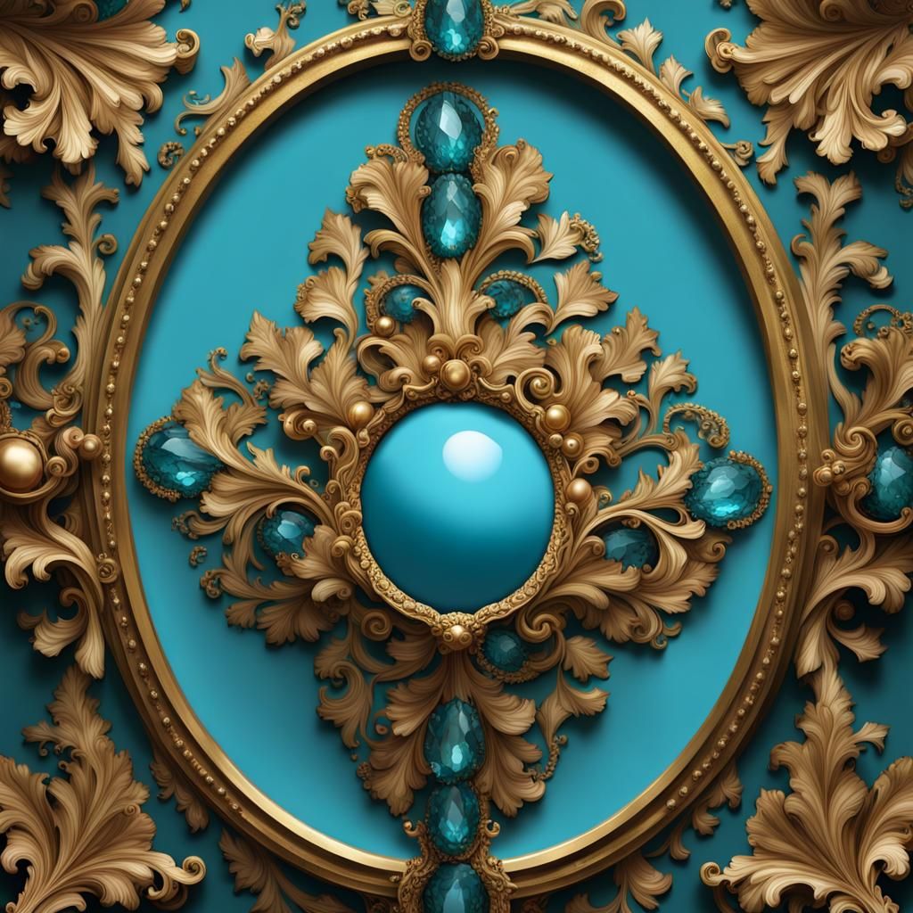 une décoration baroque hyper réaliste avec une forme ovale, ...