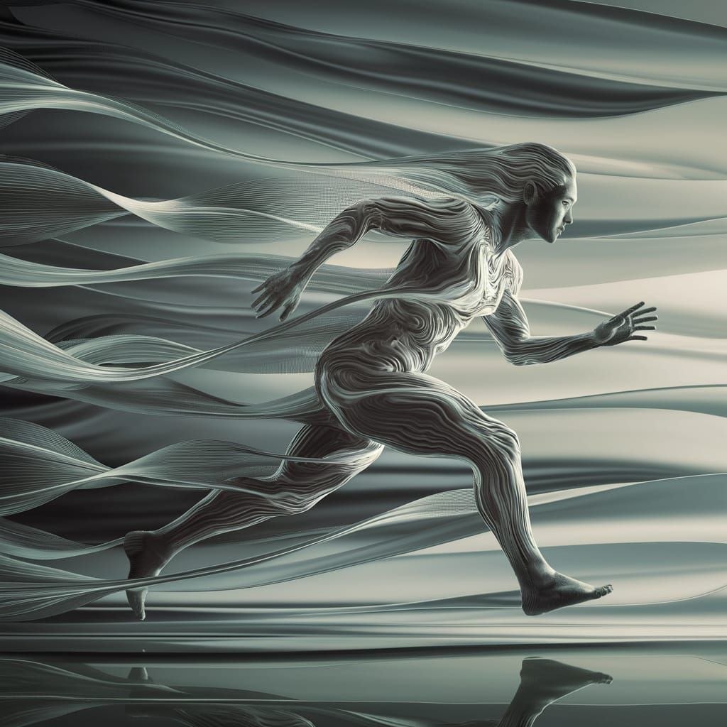 Imagine a person made of oscillation waves moving swiftly th...