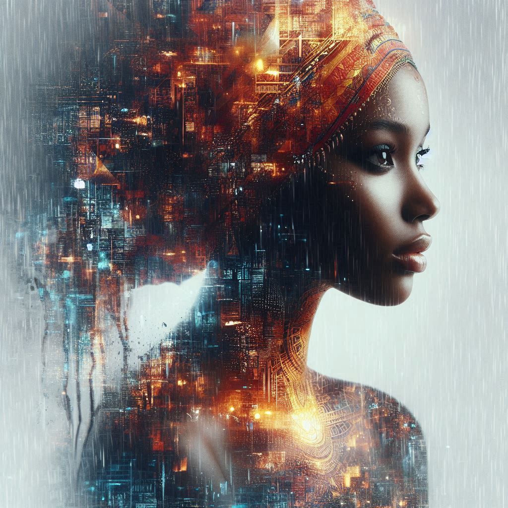 double exposure beautiful fantasy portrait landscape..